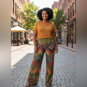 Colorful Geometric Pattern Palazzo Pants